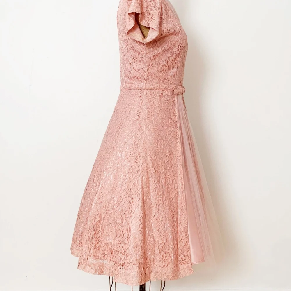 Vintage 1950's Dusty Pink Dress - Picture 2 of 6